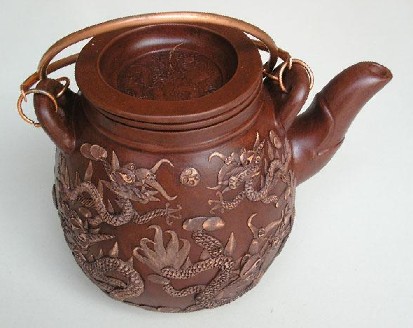 仁】『紫砂壺・四面仏壺・時大彬款・黄段砂・茶具・茶道品』