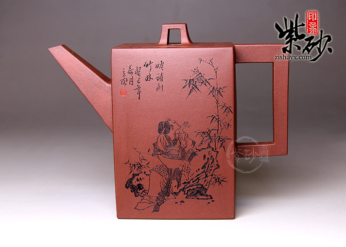 砖方紫砂壶(获金奖作品 万美群紫砂壶 底槽清 700cc)