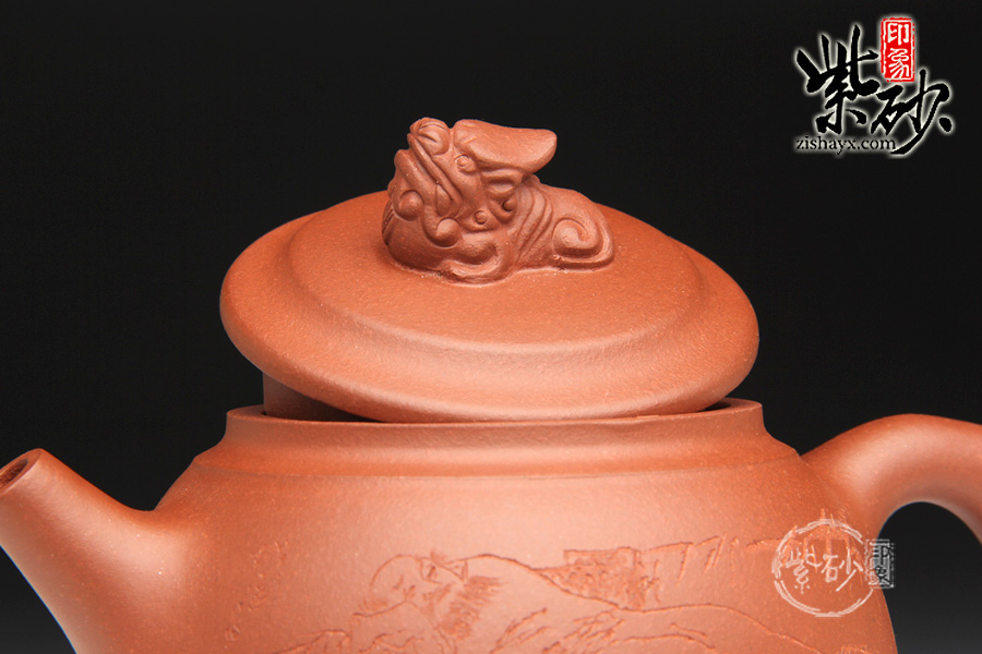 宜兴紫砂壶名家 范微琴三足鼎狮紫砂壶