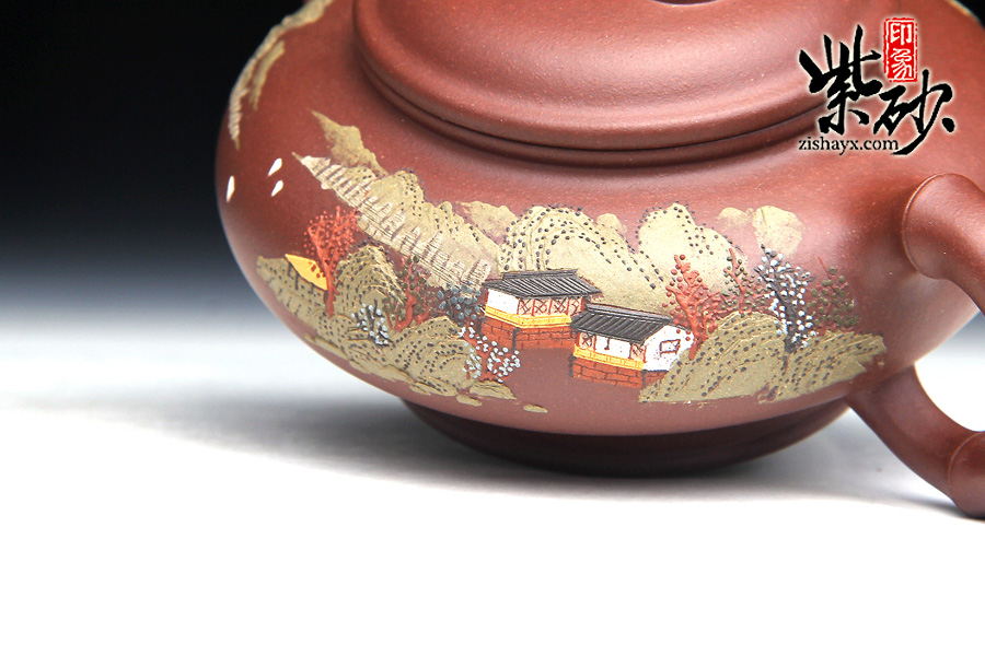 紫砂壶名家：陈顺根泥绘祝福壶图片