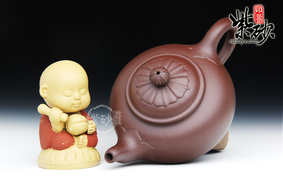 紫砂壶名家 陈占平菱花如意紫砂壶 