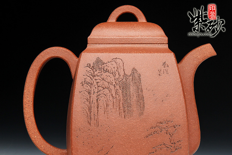汉方壶(刻绘描黑 徐建平紫砂壶 获银奖作品)