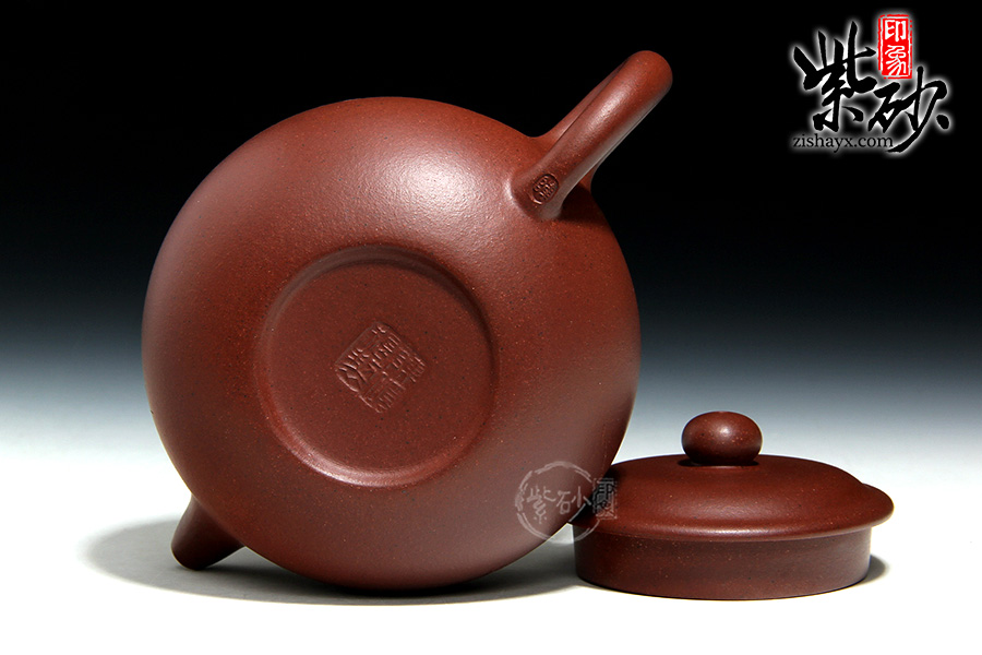 紫砂壶名家 陈顺根铁星紫红泥仿古壶作品